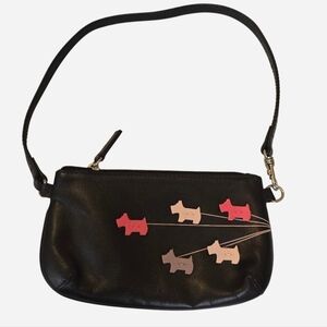 Black Leather Crossbody Bag with Dog Accents